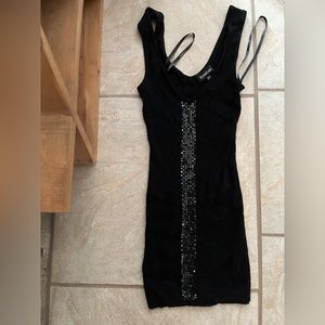 Bebe Black Ridged Sparkle Tank